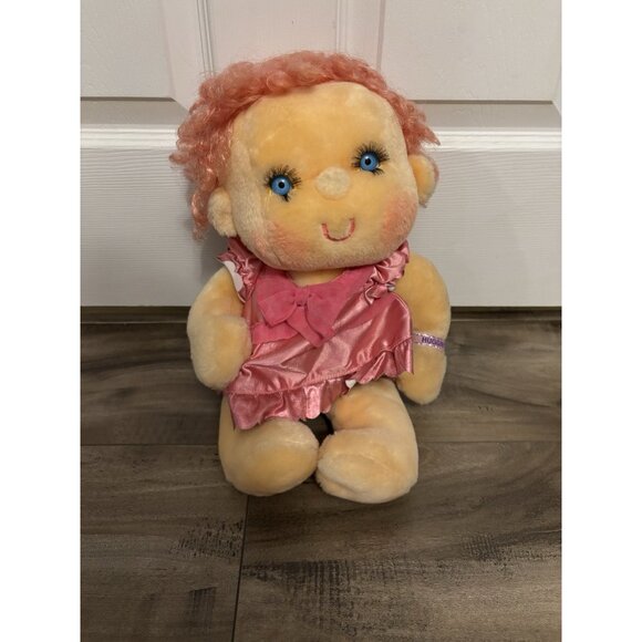 VTG. Kenner 1985 HUGGA BUNCH 17" HUGGINS Doll Curly Pink Hair Blue Eyes Plush - Picture 1 of 11
